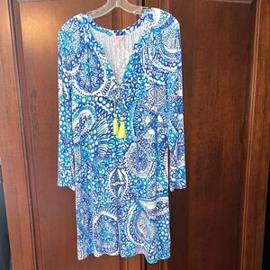 Lilly Pulitzer Blue and White Swim Cover-Up, size Large.